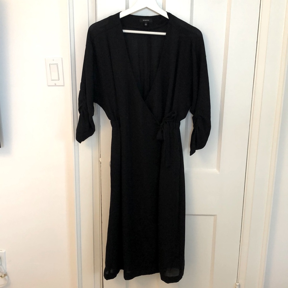 Babaton 3/4 sleeve midi wrap dress